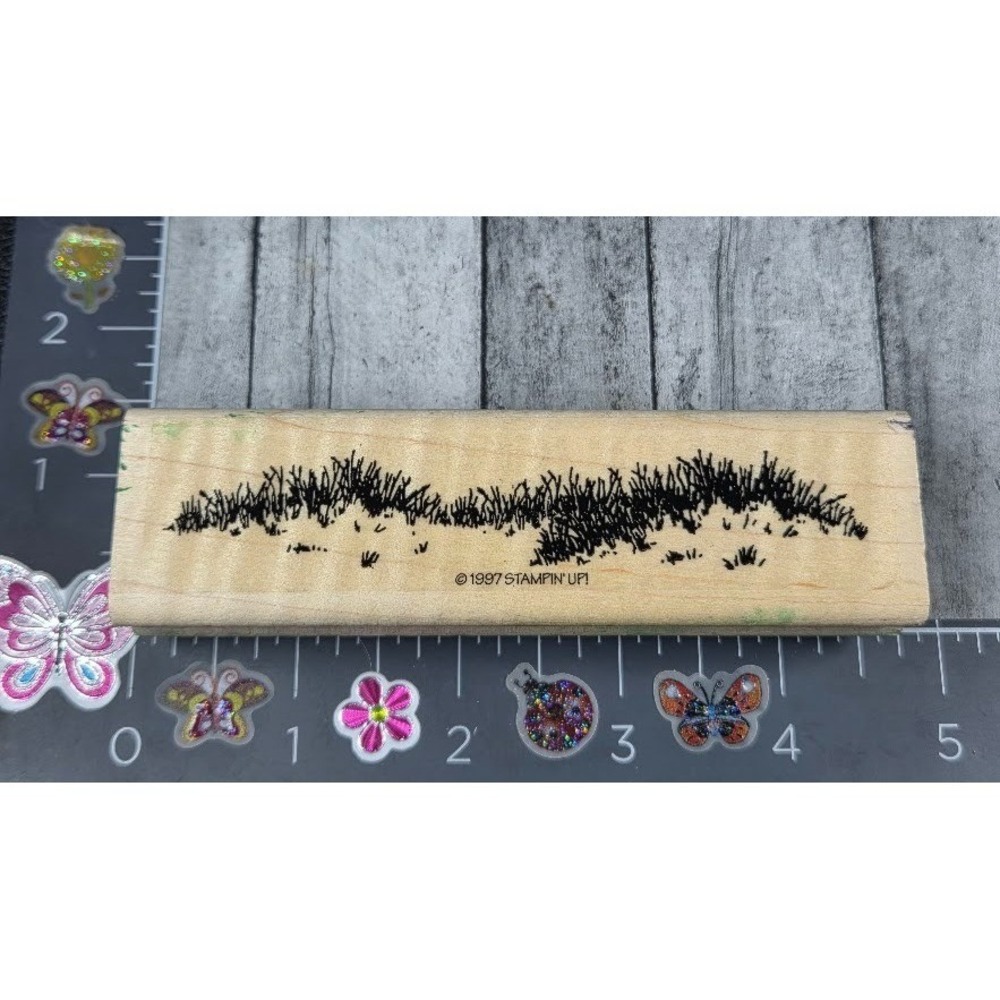Stampin' Up! Grass Field Border Landscape 1997 Rubber Stamp Wood #086